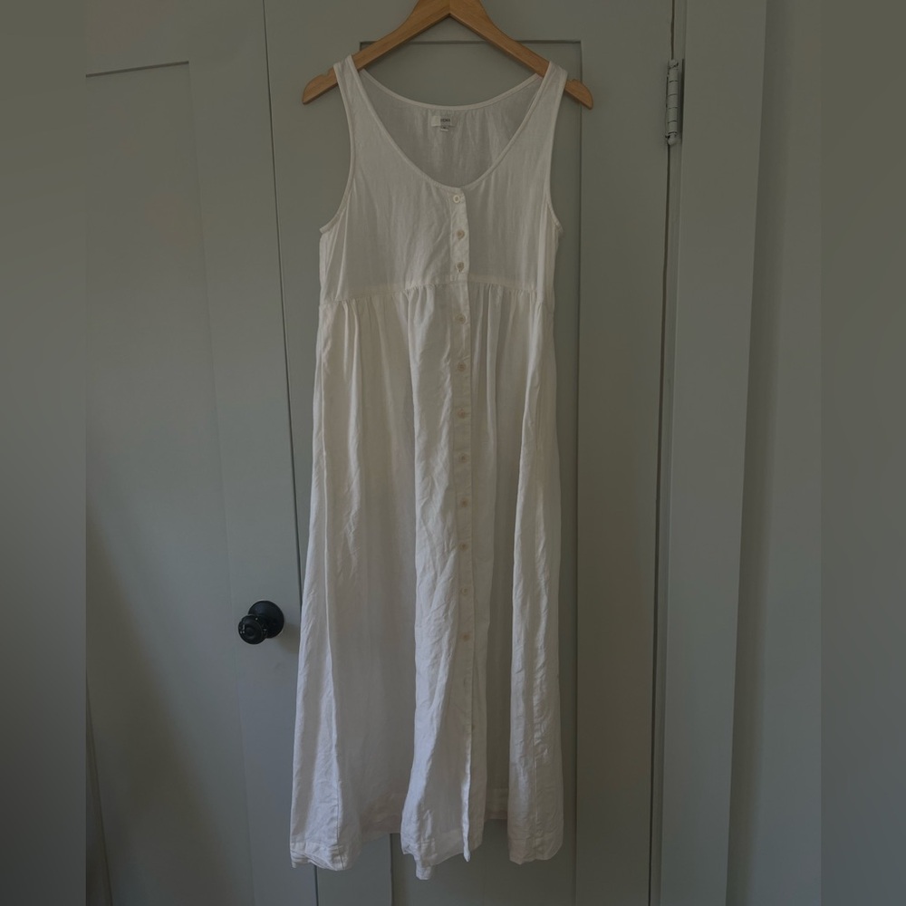 OZMA button down linen dress